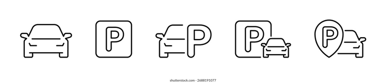 Car parking icon set for design and signage projects