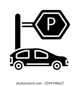 car parking icon set. Parking and car road sign and pin marker icon Outline icons vector collection.