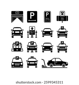 Car parking icon set. Vector EPS 10 