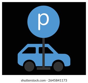 Car Parking Icon Set Vector Symbols for Parking Zones, Traffic Signs   Location Markers