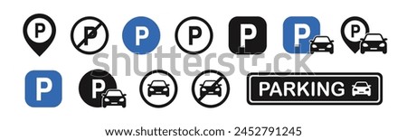 Car parking icon set. Vector EPS 10