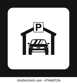 Car parking icon in simple style isolated on white background. Transport and service symbol