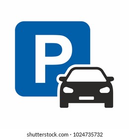 Car parking icon. Parking space. Parking lot. Car park. Vector icon isolated on white background.