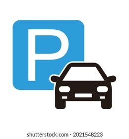 Car parking icon. Parking space. Parking lot. Car park. Vector icon isolated on white background.