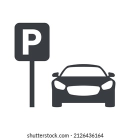 Car parking icon. Parking space. Parking lot. Car park. Vector icon isolated on white background.
