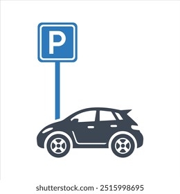 Icono de estacionamiento de automóviles. Plaza de aparcamiento. Estacionamiento. Icono del aparcamiento