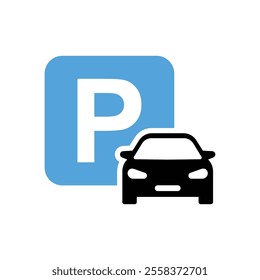 Car parking icon. Parking space. Parking lot. Car park. Vector icon isolated on white background.