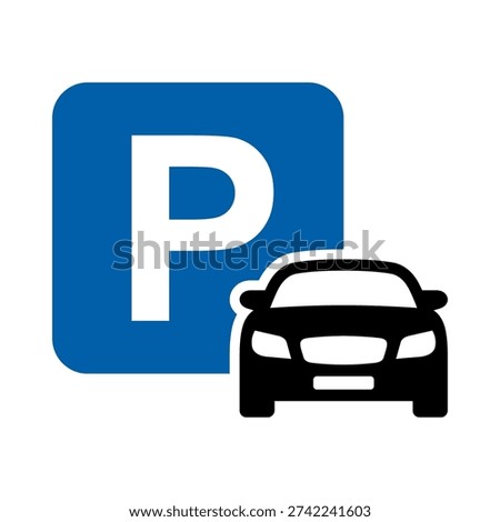 Car parking icon. Parking space. Parking lot. Car park. Vector icon isolated on white background.