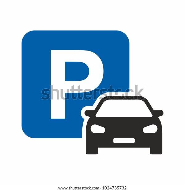 Car parking icon. Parking\
space. Parking lot. Car park. Vector icon isolated on white\
background.