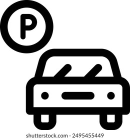 icono de aparcamiento. Diseño De Estilo Lineal Delgado Aislado Sobre Fondo Blanco