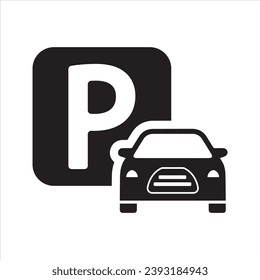 Icono de estacionamiento de coches. Vector y glifo