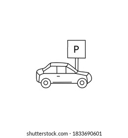Ilustración vectorial del icono de estacionamiento de automóviles