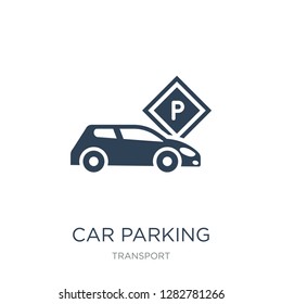 car parking icon vector on white background, car parking trendy filled icons from Transport collection, car parking vector illustration
