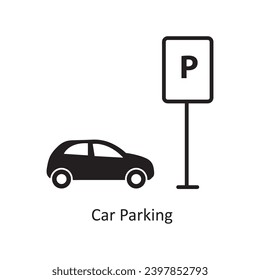 Icono de estacionamiento de coches. icono de aparcamiento de coches. Diseño web, aplicaciones, ilustración de estilo de moda plana en fondo blanco..eps
