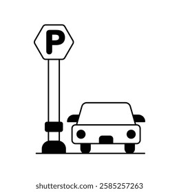 car parking icon with white background vector stock illustration