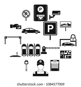 Car parking icons set in simple style isolated on white background