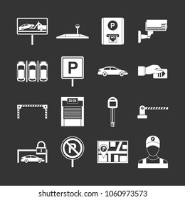Car parking icons set vector white isolated on grey background 