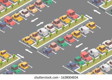 Car parking isometric design vector illustration