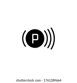 Icono vectorial de la luz de estacionamiento del coche en glifo plano negro, estilo relleno aislado en fondo blanco