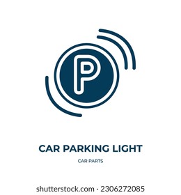 icono del vector de luz de estacionamiento del coche. luz de estacionamiento, estacionamiento, íconos llenos de coche del concepto de piezas de auto planas. Icono de glifo negro aislado, elemento de símbolo de ilustración vectorial para diseño web y aplicaciones móviles