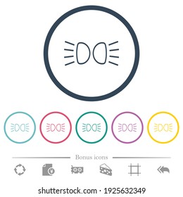 Car parking lights indicator flat color icons in round outlines. 6 bonus icons included.