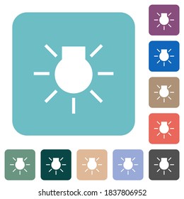 Car parking lights indicator white flat icons on color rounded square backgrounds