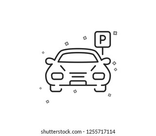 Car parking line icon. Auto park sign. Transport place symbol. Geometric shapes. Random cross elements. Linear Parking icon design. Vector