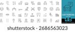 Car Parking Line Icon Set. Includes editable icons of parking areas, cars, garages, signs, and spaces. Perfect for transport, city planning, and navigation design