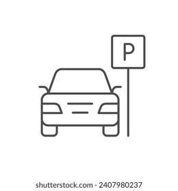 Car parking line outline icon