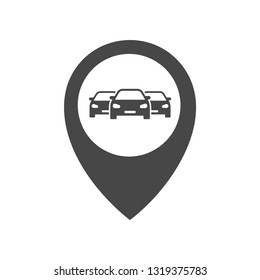 Car parking lot location searching gps navigation marker pin icon vector concept. Car parking lot location searching icon concept.
