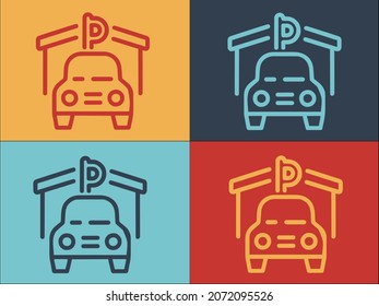 Logotipo del lote de estacionamiento de automóviles, icono plano simple del lote, coche, vehículo