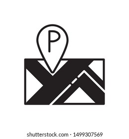 Car parking map marker icon. flat simple pictogram. Map with parking location pin vector illustration