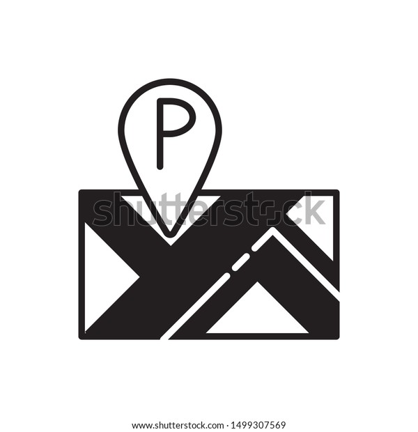 Car parking map marker\
icon. flat simple pictogram. Map with parking location pin vector\
illustration