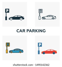 Car Parking outline icon. Thin style design from city elements icons collection. Pixel perfect symbol of car parking icon. Web design, apps, software, print usage.