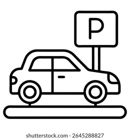 Auto Parkplatz Kontur Vektorsymbol