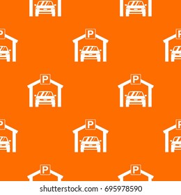 Car parking pattern repeat seamless in orange color for any design. Vector geometric illustration