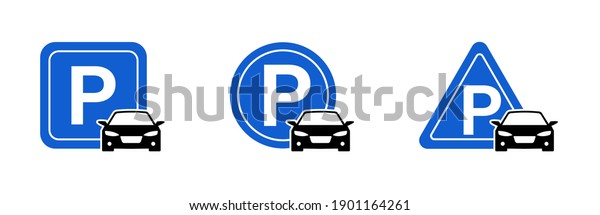 Car parking place icon set. Parking space. Parking\
signs set. Signs collection. Car icon. Road traffic concept. Vector\
graphic. EPS 10