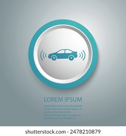 Icono azul del sensor de estacionamiento del coche, vista de la carretera trasera o delantera, cámara de respaldo, seguridad de la autopista de la ayuda, seguridad del vehículo de la alarma, Ilustración vectorial de carrera editable