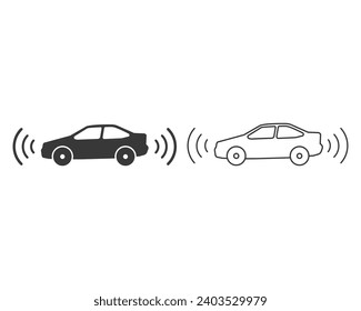 Symbol für die Linie eines Parkensors, Rückansicht oder Vorderansicht, Sicherungskamera, Unterstützung der Straßenverkehrssicherheit, Sicherheit des Alarmfahrzeugs, bearbeitbarer Schlaganfall, Vektorgrafik 