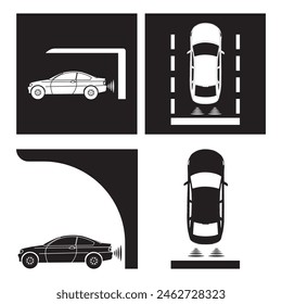 Diseño de Plantilla de Ilustración vectorial de ícono de señal de sensor de estacionamiento