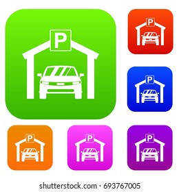 Car parking set icon in different colors isolated vector illustration. Premium collection
