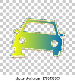 Car parking sign. Blue to green gradient Icon with Four Roughen Contours on stylish transparent Background. Illustration.