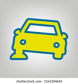 Car parking sign. Icon in colors of Ukraine flag (yellow, blue) at gray Background. Illustration.
