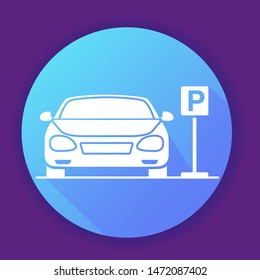 Car parking sign icon. Flat vector illustration.Vehicle side view. Website banner concept.Symbol for a mobile application or website.