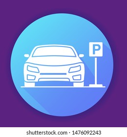 Car parking sign icon. Flat vector illustration.