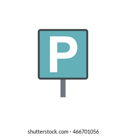 Car parking sign icon in flat style isolated on white background