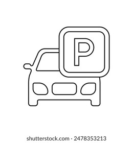 Car parking sign icon line style isolated on white background. Vector illustration