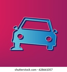 Car parking sign. Vector. Blue 3d printed icon on magenta background.