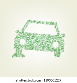 Car parking sign. Vector. Green hexagon rastered icon and noised opacity and size at light green background with central light.