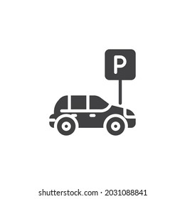 Car parking sign vector icon. filled flat sign for mobile concept and web design. Auto parking zone glyph icon. Symbol, logo illustration. Vector graphics
